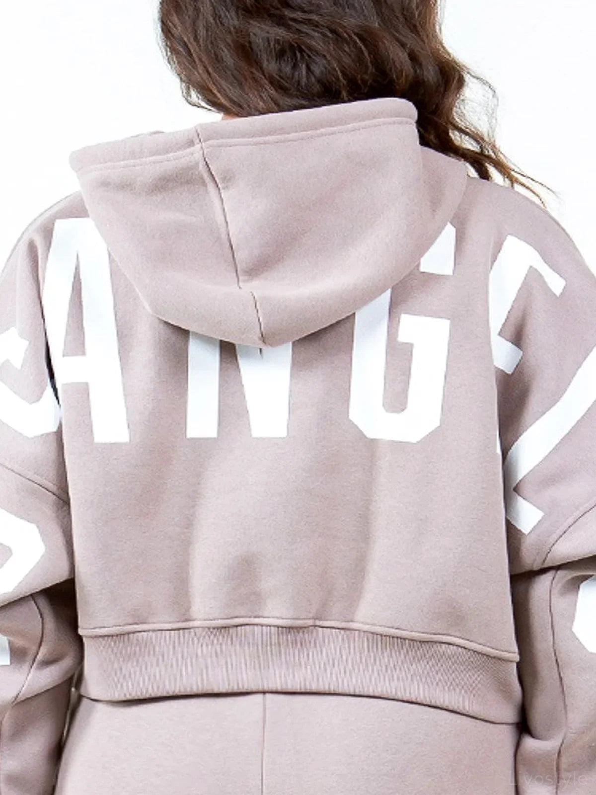 Stylish Graphic Letter Cropped Hoodie with Long Sleeves & Drawstring